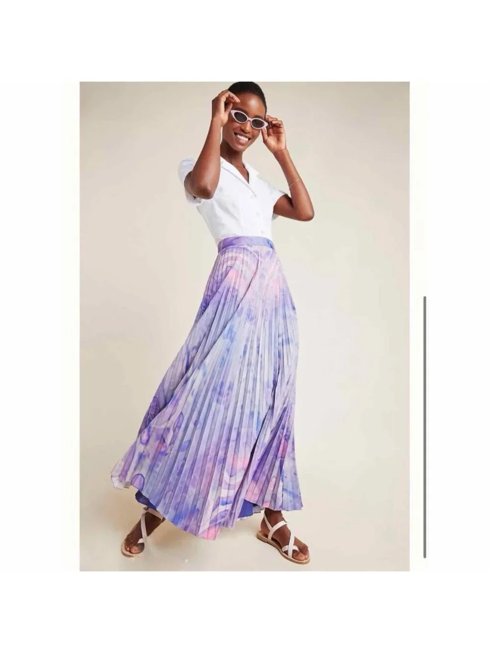 Anthropologie Siddhartha Bansal Marble Dye Pleated Maxi Skirt Whimsy
